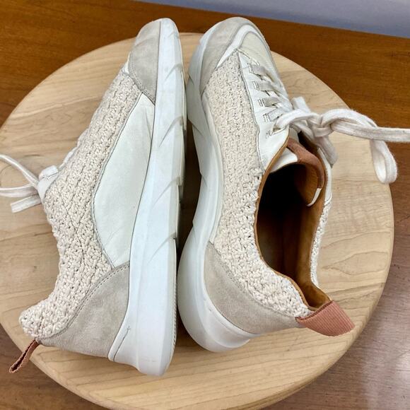 Sezane Sama Sneaker Womens Multicolor Woven Ecru Sam Crochet Suede Leather Sz 9 - Picture 15 of 15